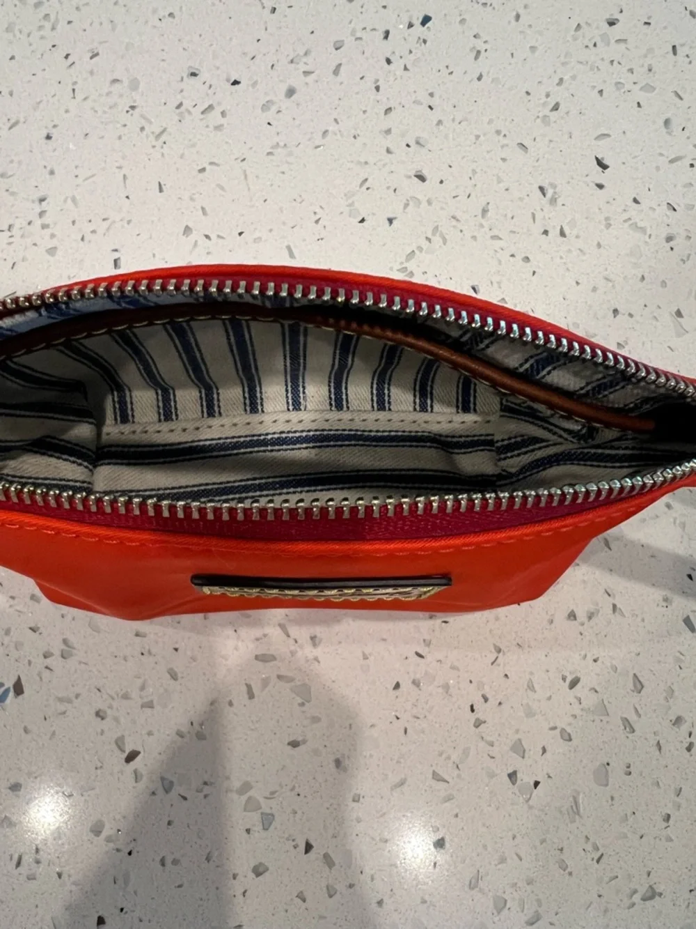 Dooney & Bourke Bright Orange Cosmetic Pouch with Leather Logo - Picture 6 of 6